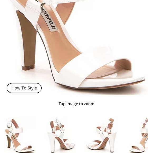 Karl Lagerfeld Paris Cieone White Patent Leather High Heel Sandals Size 10 - Picture 3 of 3